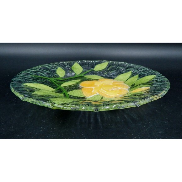 Sydenstricker Yellow Rose Fused Glass Plate 8.5 inches Salad Decorative - Picture 4 of 6